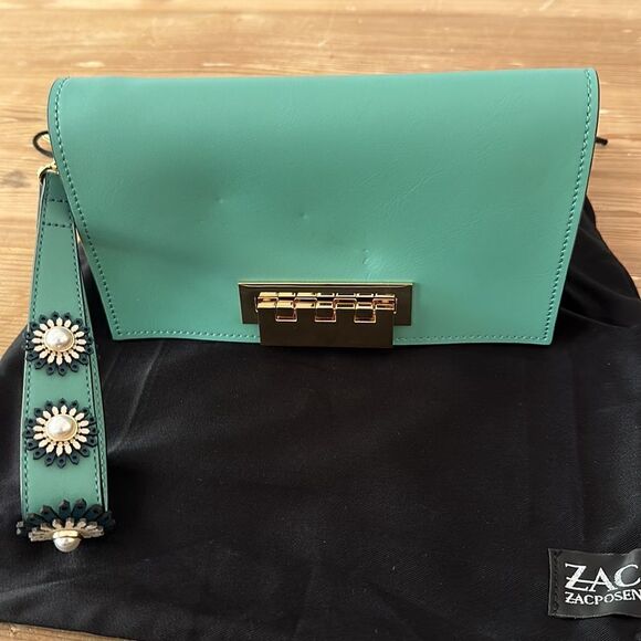 ZAC POSEN Earthette Leather Clutch + Dust Bag - Picture 7 of 9